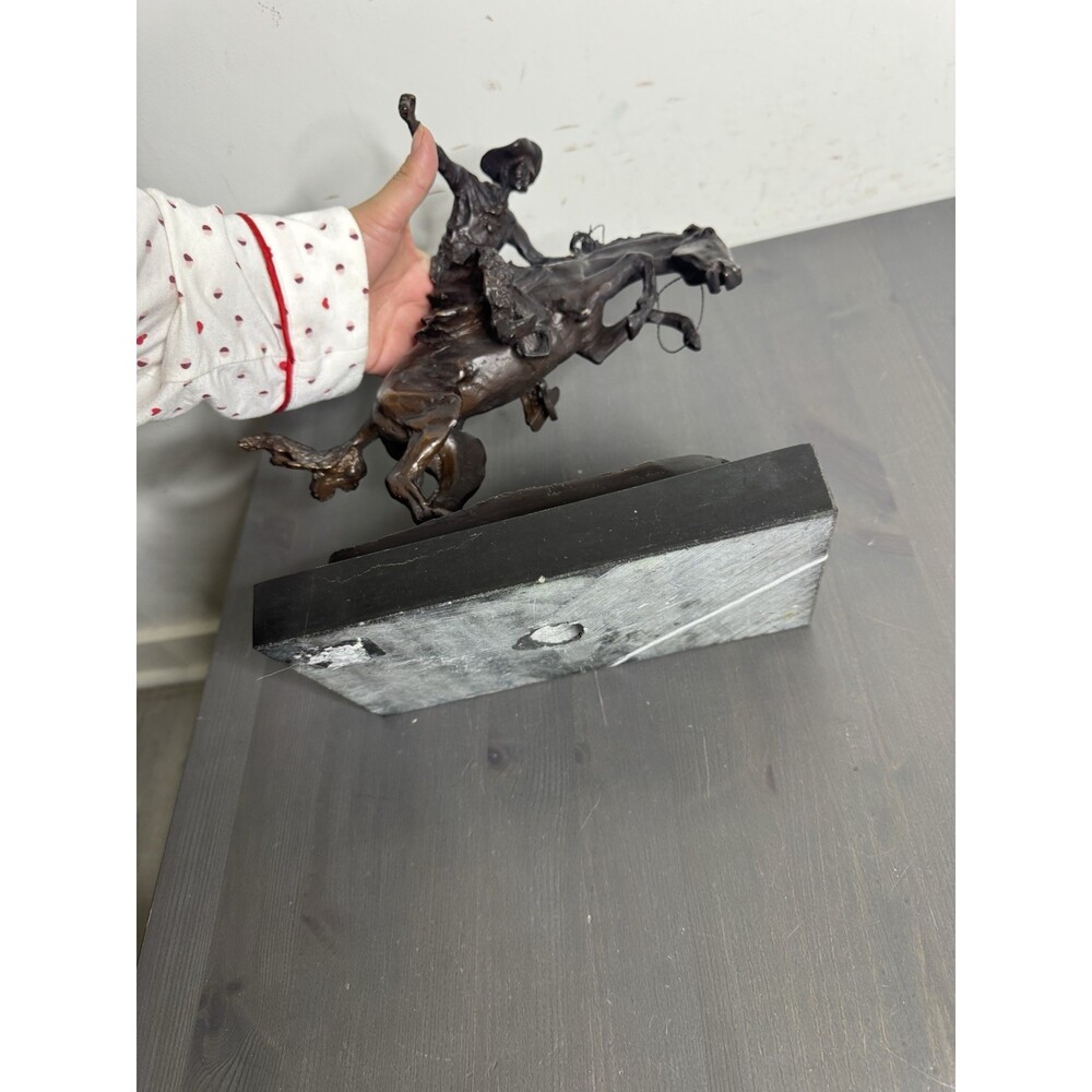 Frederic Remington "Wooly Chaps" Bronze Sculpture, 12"H x 9"L x 5"W - Picture 6 of 9
